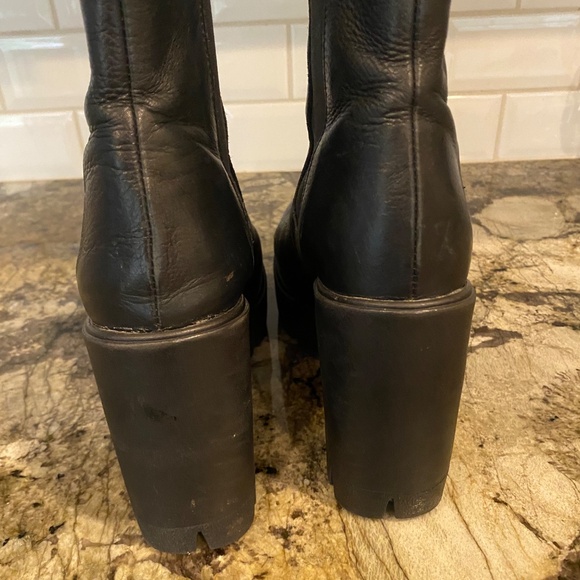 Black Chunky Lug Sole Platform Boots Chelsea Italy - Picture 4 of 7